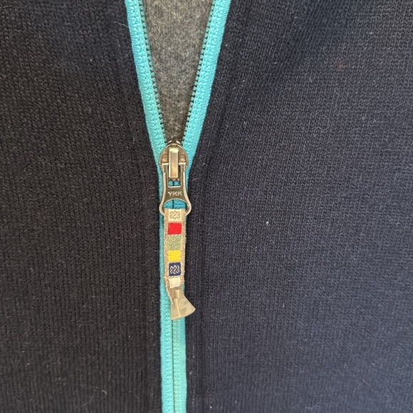 Sherpa Navy Wool Blend Jacket Womens XS winter zip up embroidered activewear - Picture 3 of 13